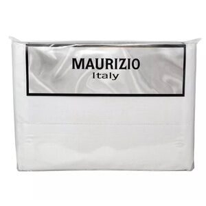 MAURIZIO Made In Italy QUEEN 3PC Cotton Chic Hemstitch White Duvet Cover Set NEW